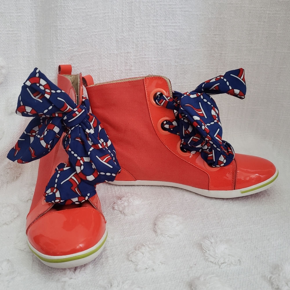 Kiss Kitty Orange Nautical High-top Sneakers